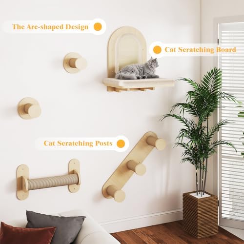 BYBYME 7 Pcs Wall-Mounted Cat Shelves, Kitten Platform & Cat Bed - Image 5