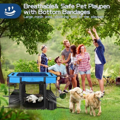 ROMANTIC BEAR Dog Playpen, Foldable Pet Puppy Cat Playpen - Image 3