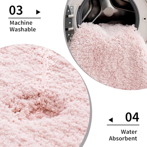 Disolla Sakura Pink Bathroom Runner Rug 24x70, Plush Extra Large Bath Mat - Image 5