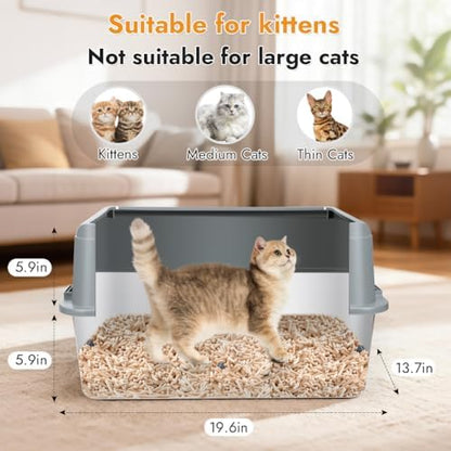 Vivifying Stainless Steel Cat Litter Box, Large Semi-Enclosed Litter Box - Image 2