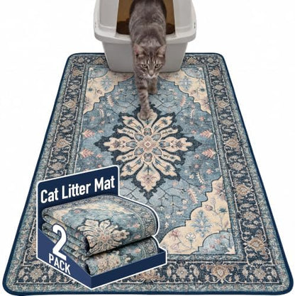 Hompet Cat Litter Mat 2 Pack, 36x48 Large Machine Washable Trapping Mats by Hompet