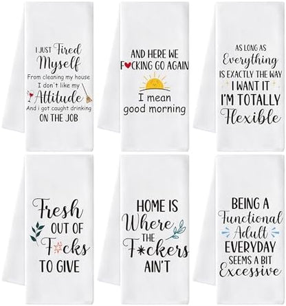 Funny Kitchen Hand Towels, 6 Pack Dish Cloths by GROBRO7