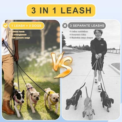 Dual Dog Leash - 360° Swivel No Tangle Walking Leash, Detachable Design - Image 5