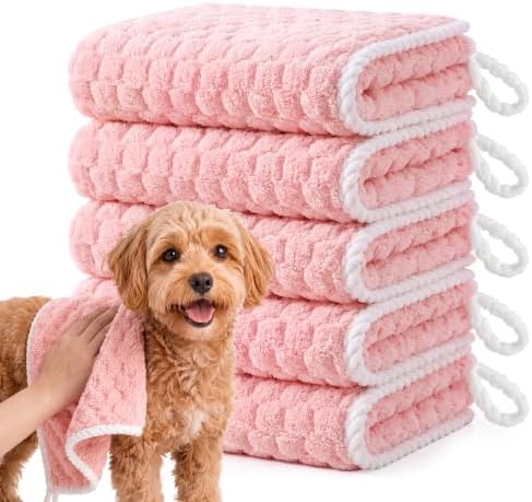 Dog Drying Towel, 5 Pack Microfiber Pet Towels, Quick Dry by TCbelosion