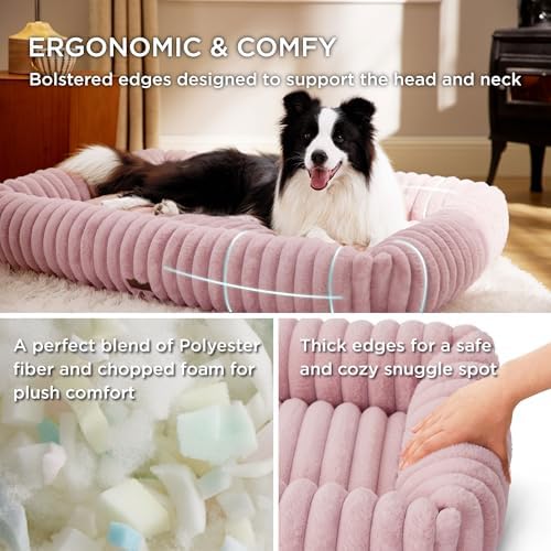 Bedsure ComfyFleece® Cute Dog Beds Large Sized Dog Washable，36in Blush Pink - Image 2