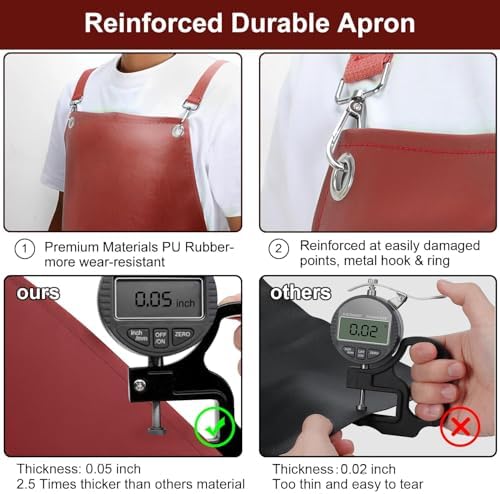 SHEOMERN 2 Pack Heavy Duty Vinyl Dishwasher Apron Adjustable Cross Back Strap - Image 4