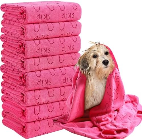 Peryiter 8 Pcs Dog Drying Towels Bulk 55'' x 28'' Pet Grooming Absorbent by Peryiter