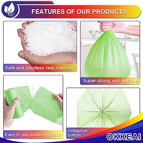 OKKEAI Green Garbage Bags 13 Gallon Tall Kitchen - Image 3