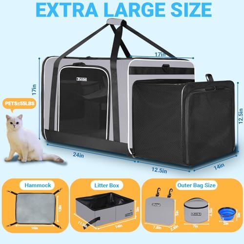 Petskd Side Expandable Extra Large Cat Carrier - Image 3