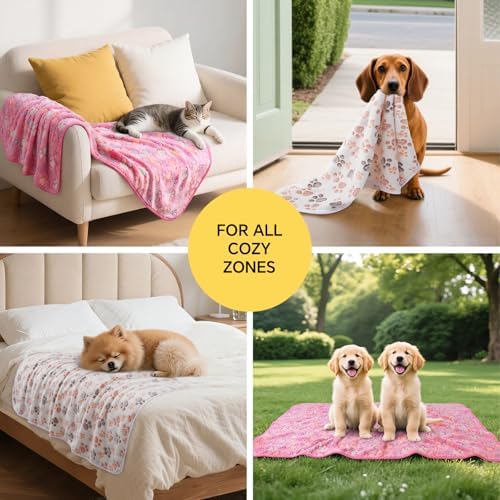 1 Pack 6 Blankets Dog Cat Soft Fluffy Fleece Pet Blanket Warm Cute Print Design - Image 3