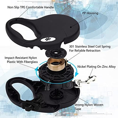 16 ft Retractable Dog Leash for Large Dogs up to 110 lbs, Tangle-Free Nylon Tape - Image 3