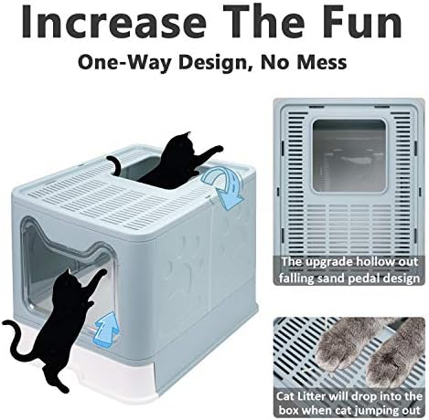 Foldable Cat Litter Box with Lid, Enclosed Potty, Large Top Entry - Image 3