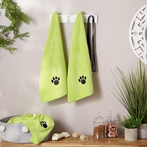 Bone Dry Pet Grooming, Embroidered Microfiber Towel Drying Collection, Lettuce - Image 5