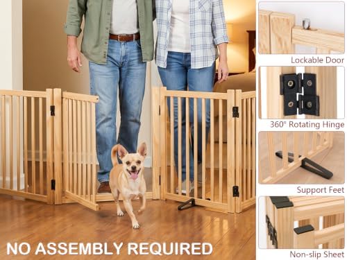 Wooden Freestanding Folding Dog Gate Indoor - Image 3