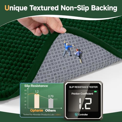 Ophanie Green Bathroom Runner Rugs 60x24, Soft Chenille Bath Mat, Non Slip - Image 4