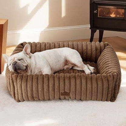 Bedsure ComfyFleece® Cute Dog Bed Medium Large Size Dog，30in Camel Brown by BEDSURE