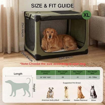 33 x 25 x 25 Inch Collapsible Soft Dog Crate - Image 2