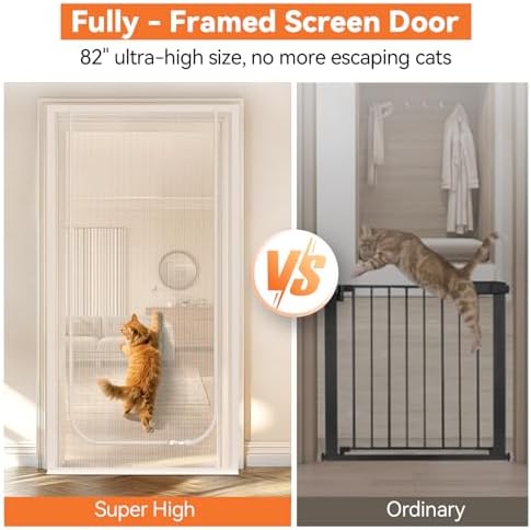 BFNN Cat Screen Door, Scratch Resistant Mesh Gate, Fit 36'' x 82'' Door - Image 4
