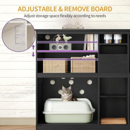 Hzuaneri Double cat Litter Box Enclosure, Cat Cabinet - Image 6