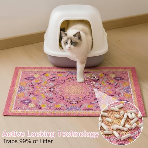 Glittme Cat Litter Mat with Non-Slip Bottom Litter Box Mat 33"X22" Litter - Image 2