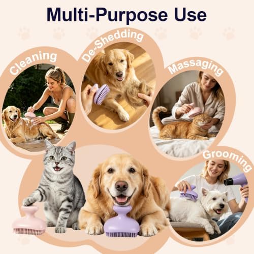 Dog Bath Brush for Grooming & Shedding, Self-Cleaning Pet Scrubber - Image 6