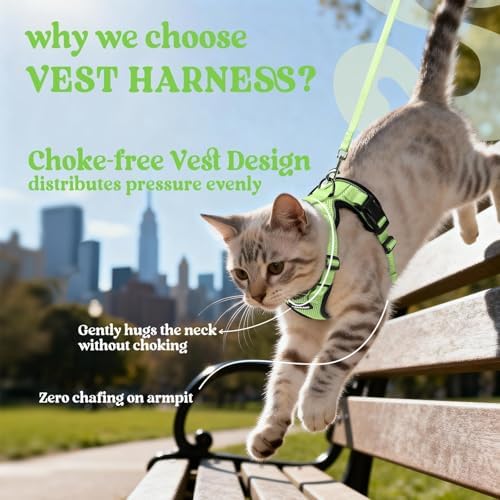 rabbitgoo Cat Harness and Leash Set, Escape Proof Vest, Light Green - Image 3