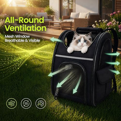 Expandable Cat Backpack Carrier Airline Approved Pet Travel Backpack - Image 3