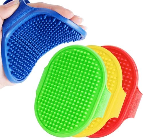 4 Pack Dog Grooming Brush, Premium Soft Silicone Pet Bath Brushes by Brillirare