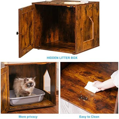 Hey-brother Cat Tree Tower, Litter Box Enclosure, Food Station - Image 5