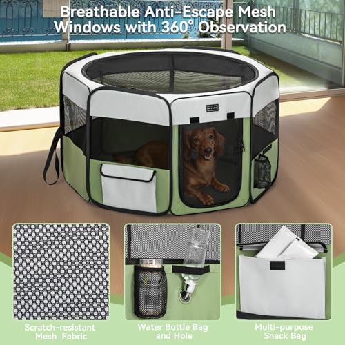 PETSFIT Portable Dog Playpen 36", Removable Waterproof Mat, Zippered Roof - Image 4