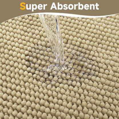 Ophanie Beige Bathroom Rugs 36x24, Soft Chenille Bath Mat, Non Slip Absorbent - Image 5