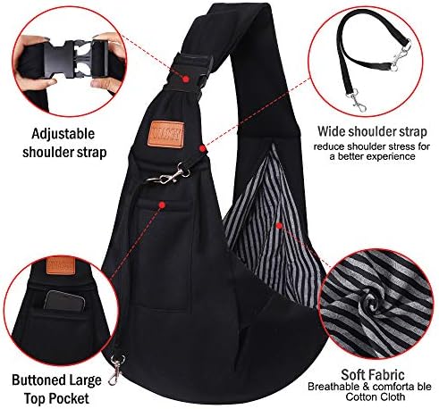 FDJASGY Small Dog Sling Cat Carrier Adjustable Strap Hands Free Reversible Pet - Image 3