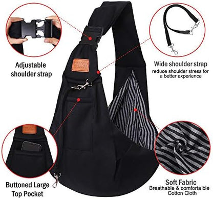 FDJASGY Small Dog Sling Cat Carrier Adjustable Strap Hands Free Reversible Pet - Image 3
