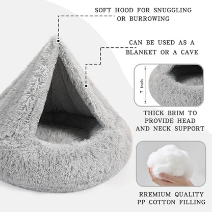 NOYAL Calming Donut Dog Bed, Hooded Cave - Image 3