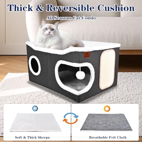 Extra Large Cat Beds for Indoor Cats, Covered Cat Cave Beds & Furniture - Image 5