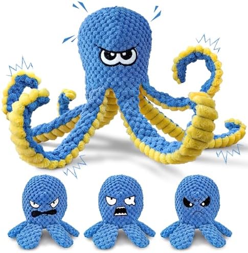 Interactive Dog Toys, 4 Pack Octopus Squeaky Hide And Seek Large Dog Toys by LEGENDSANDY