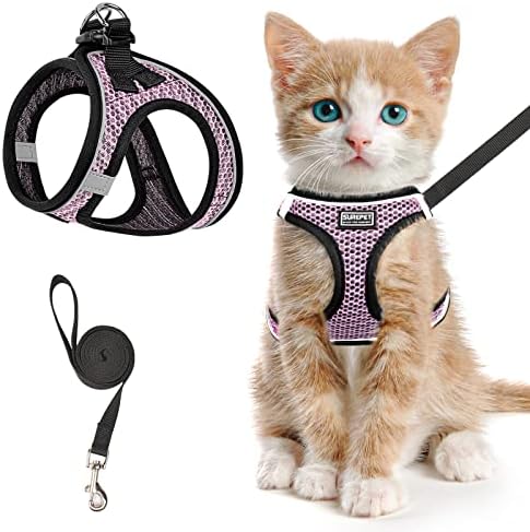 Cat Harness and Leash for Walking Escape Proof, Adjustable Kitten Vest Harness by SALFSE