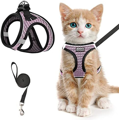 Cat Harness and Leash for Walking Escape Proof, Adjustable Kitten Vest Harness by SALFSE