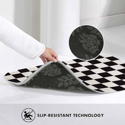 Checkered Bath Rugs Black and White Buffalo Check Plaid Microfiber Bathroom Mat - Image 5