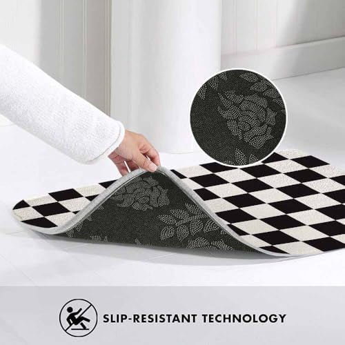 Checkered Bath Mats for Bathroom Black and White Buffalo Check Plaid Floor Bath - Image 5
