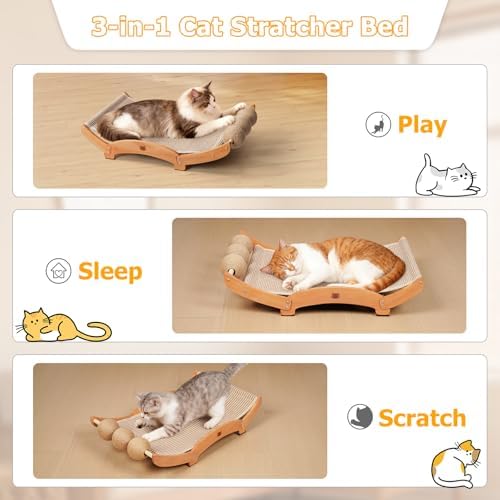 3 in 1 Sisal Cat Scratcher Bed, Solid Pine Cat Scratcher - Image 4