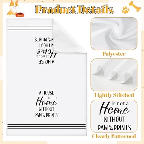 Paws Print Hand Towel, 6 Pack Kitchen Dish Cloths Set Dog Lovers Gift - Image 3