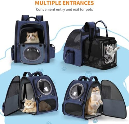 Bubble Cat Backpack Carrier, Expandable Cat Carrier Backpack, Breathable Pet - Image 4