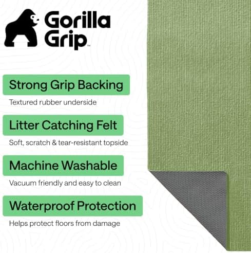 GORILLA GRIP Cat Litter Box Mat, Soft Felt Scatter Catcher - Image 2