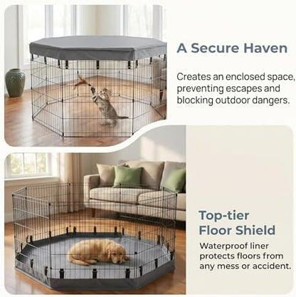 PJYuCien 2-in-1 Octagonal Dog Playpen Bottom Pad - Image 2