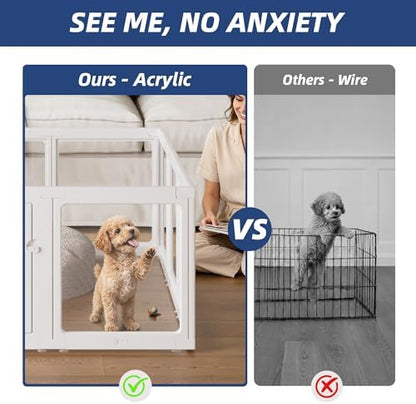 Clear Acrylic Dog Playpen Indoor Pet Pen, 12 Panels - Image 2