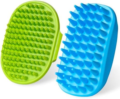 2PCS Dog Bath Brush Set | Adjustable Handle Dog Scrubber by Unknown