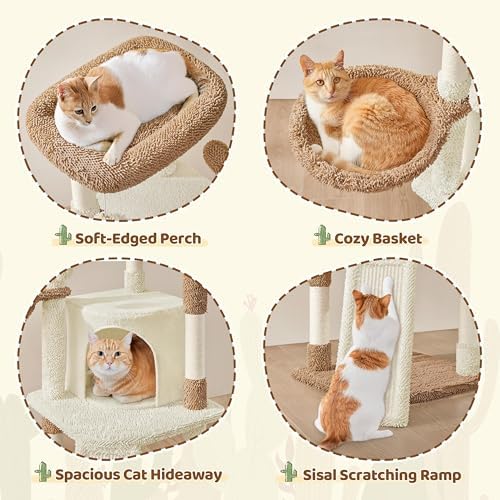 Yaheetech 42in Beige Cactus Cat Tree Tower - Image 4