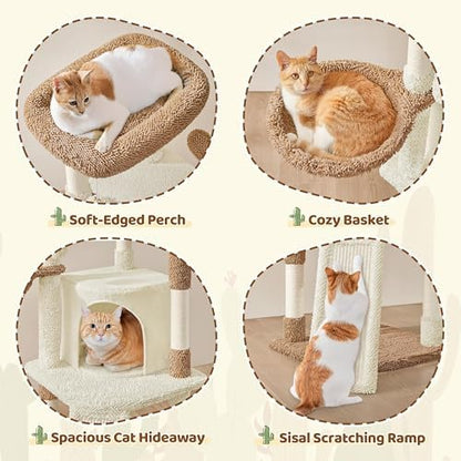Yaheetech 42in Beige Cactus Cat Tree Tower - Image 4