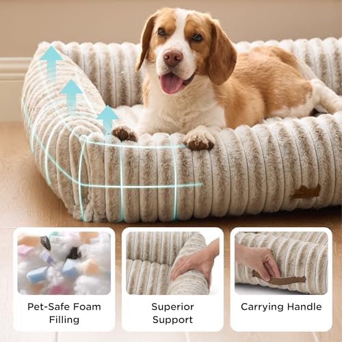 Bedsure ComfyFleece® Dog Bed for Small Medium Dogs Washable, 25in Amphora - Image 2